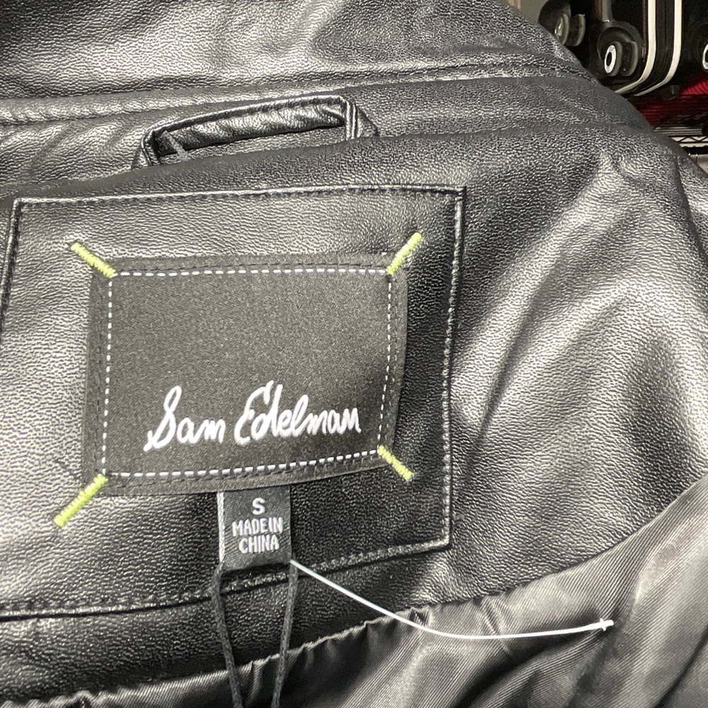 Sam Edelman Women’s Black Box Quilted Jacket SzS Faux Leather NEW Closet Classic - Picture 4 of 4